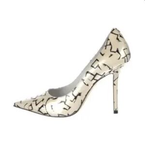 New Jimmy Choo Chic Cream and Black Patterned Stiletto Heels